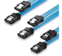 deleyCON 3x 0,5m SATA III Câble de Données HDD SSD - Raccordement avec Clip en Métal, 6 GB/s, 2 Fiches Droites de Type l - Bleu