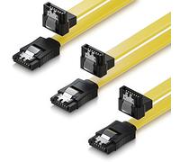 deleyCON 3x 0,5m SATA III S-ATA 3 Câble de Données HDD SSD Câble de Raccordement Câble de Connexion Un Clip en Métal 6 Gb/s 1x Fiches Droites 1x 90° de Type L - Jaune
