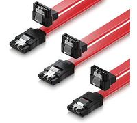 deleyCON 3x 50cm Câble SATA III S-ATA 3 Données pour SSD HDD Disque Dur 6 GBit/s Connexion Liaison - 1x Droite 1x 90° Fiche L-Type - Rouge