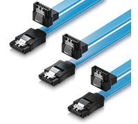 deleyCON 3x 50cm Câble SATA III S-ATA 3 Données pour SSD HDD Disque Dur 6 GBit/s Connexion Liaison - 1x Droite 1x 90° Fiche L-Type - Bleu