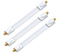 deleyCON 3x Passe-câble pour Câble Satellite - Longueur Totale 26cm Dont 17cm Flexible - pour Fenêtres et Portes - Plaqué Or, Ultra-plat, Blindé, avec Pastilles Adhésives - Blanc