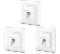 deleyCON 3x Prise Réseau CAT6a Encastrable avec RJ45 Keystone - 10 Gbit/s - STP Blindée - Prise de Données pour Câbles de Raccordement, Réseau, Ethernet à Poser - Gigabit LAN - Blanc