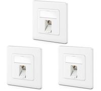 deleyCON 3x Prise Réseau CAT8 Encastrable avec RJ45 Keystone - 40 Gbit/s - STP Blindée - Prise de Données pour Câbles de Raccordement, Réseau, Ethernet à Poser - Gigabit LAN - Blanc
