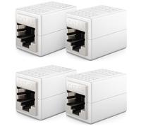 deleyCON 4 Pièces RJ45 Coupleur (10 Gbit/s) Câble LAN Extension Adaptateur Ethernet Compatible Cat8, Cat7, Cat6, Cat5 Connecteur POE 2X RJ45 Femelle - Blanc