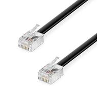 deleyCON 40m Câble Téléphonique RJ11 Modulaire 99% Cuivre AWG 28 6P4C Western RJ11-RJ11 Plat - pour Prise Téléphonique, Modem, Routeur, Fax, ISDN, DSL, VDSL, Internet - Noir