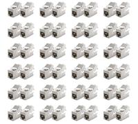 deleyCON 48x Mini Keystone CAT 6a Jack Module Version Courte 30 mm (3cm) 10 Gbit/s Blindé STP Prise RJ45 Compatible CAT7 CAT6 CAT6a Câble Réseau Boîte Panneau de Brassage