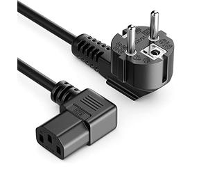 deleyCON 4m Câble Appareil Froid Alimentation Cordon électrique Fiche Contact Protection Type F (CEE 7/7) 90° Coudée vers Prise C13 90° Coudée Droite PC Ordinateur Moniteur Imprimante - Noir
