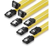 deleyCON 4x 0,5m SATA 3 Câble for HDD SSD Câble de Données 6 GBit/s 2x Droite + 2x Droite à 90° Jaune