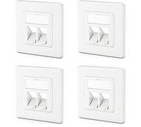deleyCON 4x 2 Port Boîtier de Raccordement LAN Boîtier de Données Encastré pour Modules Keystone Sortie Coudée à 45° pour Modules Keystone avec p. ex. RJ45 Coaxial F RJ-11 Cinch Jack Toslink PS2