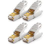 deleyCON 4x CAT 8 Prise Réseau RJ45 Sans Outil Prise Réseau 40 Gbit/s Blindée pour Câbles d'Installation Rigides de Câble Brut Connecteur RJ45 Ethernet LAN DSL Câble de Brassage