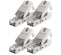 deleyCON 4x Connecteur Réseau CAT 6a RJ45 avec Connexion LSA pour Câbles D'installation Rigides Blindés 10 Gbit/S Câble LAN Connecteur de Câble Réseau CAT6a Boîtier Métallique