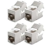 deleyCON 4x Module Keystone RJ45 sans Outil (10 Gbit/s, 500 MHz) à Connexion LSA, Entièrement Blindé (STP) - Prise Ethernet LAN pour Câbles Cat8/Cat7/Cat6/Cat5 - Boîte Murale & Panneau de Brassage