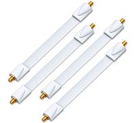 deleyCON 4x Passe-câble pour Câble Satellite - Longueur Totale 26cm Dont 17cm Flexible - pour Fenêtres et Portes - Plaqué Or, Ultra-plat, Blindé, avec Pastilles Adhésives - Blanc