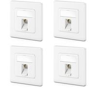 deleyCON 4x Prise Réseau CAT7 1 Port - 10 Gigabit - Boîte Encastrable Ethernet LAN/Prise de Raccordement de Données Blindée + 4x Module Keystone CAT7 RJ45 - Câble Patch DSL Réseau à Poser - Blanc