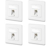 deleyCON 4x Prise Réseau CAT8 Encastrable avec RJ45 Keystone - 40 Gbit/s - STP Blindée - Prise de Données pour Câbles de Raccordement, Réseau, Ethernet à Poser - Gigabit LAN - Blanc