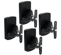 deleyCON 4X Support Mural Universel pour Enceintes Fixation de Boîtes Rotation + Inclinaison Résistant à Une Charge Maximale de 10Kg Montage Mural + Montage au Plafond - Noir