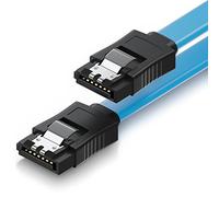 deleyCON 50cm Câble SATA III S-ATA 3 Données - Câble Connexion HDD SSD Raccordement Clip Métallique 6 GBit/s - 2 Fiche Droite L-Type - Bleu