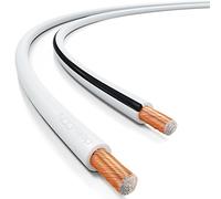 deleyCON 50m Cable pour Haut-Parleur 2x 2,5mm² CCA Aluminium Revêtu de Cuivre Brins 2x50x0,25mm Marque de Polarité - Blanc