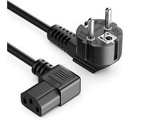 deleyCON 5m Câble Appareil Froid Alimentation Cordon électrique Fiche Contact Protection Type F (CEE 7/7) 90° Coudée vers Prise C13 90° Coudée Droite PC Ordinateur Moniteur Imprimante - Noir