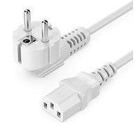 deleyCON 5m Câble Appareil Froid Alimentation Cordon électrique Fiche Contact Protection Type F (CEE 7/7) 90° Coudée vers Connecteur C13 PC Ordinateur Moniteur Imprimante Projecteur - Blanc