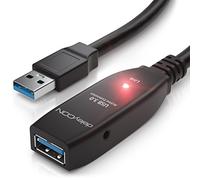 deleyCON 5m Câble D'extension USB 3.0 Actif Répéteur inclus avec Amplification du Signal 5 GBit/s USB-A Mâle vers USB-A Femelle - Noir