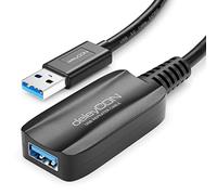 deleyCON 5m Extension USB 3.2 Gen1 Active - 5 Gbit/s - avec Amplificateur de Signal - USB-A vers A - pour PC, Ordinateur, Portable, Imprimante, Scanner