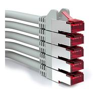 deleyCON 5x 0,5m CAT6 Câble Patch S/FTP PIMF Blindage CAT-6 RJ45 Câble Réseau Ethernet LAN DSL Switch Routeur Modem Point Accès PanneAUX Patch - Gris