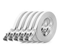deleyCON 5x 1m CAT 8 Câble Réseau Plat (40 Gbit/s, Cuivre) Gigabit Ethernet LAN - Câble Mince Plat Liaison Patch Long - Fiche RJ45 pour CAT8 CAT7 CAT6 - Blanc