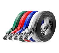 deleyCON 5x 1m CAT 8 Câble Réseau Plat (40 Gbit/s, Cuivre) Gigabit Ethernet LAN - Câble Mince Plat Liaison Patch Long - Fiche RJ45 pour CAT8 CAT7 CAT6 - Coloré
