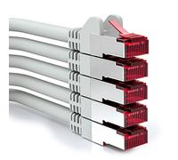 deleyCON 5x 1m CAT6 Câble Patch S/FTP PIMF Blindage CAT-6 RJ45 Câble Réseau Ethernet LAN DSL Switch Routeur Modem Point Accès PanneAUX Patch - Gris