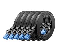 deleyCON 5x 1m CAT6 Câble Réseau Plat 1000 Mbit Gigabit LAN - Cat 6 RJ45 Ethernet Câble Patch Mince Plat - pour Internet Switch Routeur Modem Panneau Patch - Noir