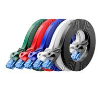 deleyCON 5x 1m CAT6 Câble Réseau Plat 1000 Mbit Gigabit LAN - Cat 6 RJ45 Ethernet Câble Patch Mince Plat - pour Internet Switch Routeur Modem Panneau Patch - Coloré