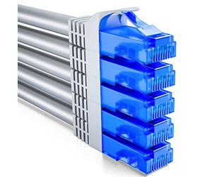 deleyCON 5x 2m CAT6 Câble Réseau set - U-UTP RJ45 CAT-6 LAN Câble Patch Ethernet DSL Switch Routeur Modem Répéteur Panneau Patch - Gris