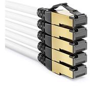 deleyCON 5x 2m CAT8.1 Câble Patch Réseau Liaison Données S/FTP PiMF 2000 MHz 40 Gbit RJ45 LAN DSL CAT.8 Ethernet Connecteur RJ45 - Blanc