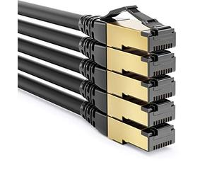 deleyCON 5x 2m CAT8.1 Câble Patch Réseau Liaison Données S/FTP PiMF 2000 MHz 40 Gbit RJ45 LAN DSL CAT.8 Ethernet Connecteur RJ45 - Noir