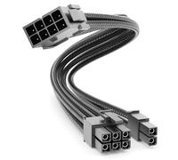 deleyCON 6+2 Pins PCI Express GPU Carte Graphique Câble D'alimentation Rallonge 30cm - 18 AWG PSU PC Ordinateur Alimentation Électrique Nylon Mâle à Femelle - Noir