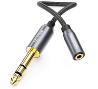 deleyCON 6,3mm vers 3,5mm Jack STÉRÉO - AUX Audio Adaptateur Liaison TRS - 6,3mm Fiche vers 3,5mm Prise, 20cm - pour Casque, haut-Parleur, Guitare, Amplificateur, HiFi, Mixeur