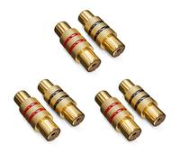 deleyCON 6 Pièces Coupleur RCA en Set 3X Noir 3X Rouge Adaptateur Audio Vidéo RCA Femelle à RCA Femelle 2X RCA Femelle Connecteur