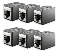 DeleyCON 6 Pièces RJ45 Coupleur (10 Gbit/s) - Extension Câble LAN Réseau - Adaptateur Ethernet Connecteur Compatible Cat8, Cat7, Cat6, Cat5 - Patch LAN DSL POE 2X RJ45 Femelle - Noir