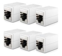 DeleyCON 6 Pièces RJ45 Coupleur (10 Gbit/s) - Extension Câble LAN Réseau - Adaptateur Ethernet Connecteur Compatible Cat8, Cat7, Cat6, Cat5 - Patch LAN DSL POE 2X RJ45 Femelle - Blanc