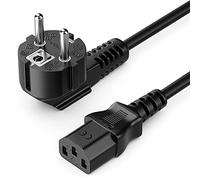 deleyCON 6m Câble Appareil Froid Alimentation Cordon électrique Fiche Contact Protection Type F (CEE 7/7) 90° Coudée vers Connecteur C13 PC Ordinateur Moniteur Imprimante Projecteur - Noir