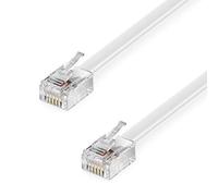 deleyCON 6m Câble Téléphonique RJ11 Modulaire 6P4C Western - Plat pour Prise Téléphonique, Modem, Routeur, Fax, ISDN, DSL, VDSL, Internet - Blanc