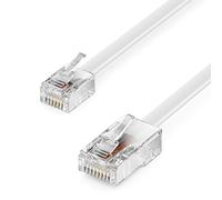 deleyCON 6m Câble Téléphonique RJ11 vers RJ45 - Câble Modulaire Plat pour Modem, Routeur, Fax, ISDN, DSL, VDSL, Internet - Blanc