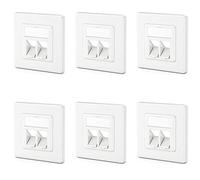 deleyCON 6x 2 Port Boîtier de Raccordement LAN Boîtier de Données Encastré pour Modules Keystone Sortie Coudée à 45° pour Modules Keystone avec p. ex. RJ45 Coaxial F RJ-11 Cinch Jack Toslink PS2