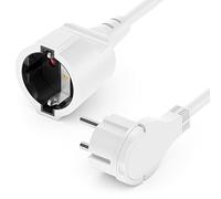 deleyCON 7,5m Câble d'alimentation Rallonge avec Fiche Plate Contact de Protection Électricité Câble Renouvellement 3680W Ménage Bureau Multimédia Blanc