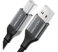 deleyCON 7,5m Câble D'imprimante USB (pour Imprimante, Scanner, MIDI) Câble USB-A vers USB-B Tressé + Connecteur Métallique pour Epson Brother Canon Notebook Tablet PC MacBook HP Samsung