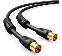 deleyCON 7,5m Câble TV Coaxial Antenne HDTV Quad Bouclier 2x Filtres avec Noyau en Ferrite DVB-T DVB-T2 Radio DAB - Noir