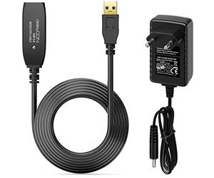 deleyCON 7,5m Câble USB 3.0 Actif Extension avec 1 Amplificateur de Signal et Alimentation Câble Répéteur USB3.0 Câble d'Extension PC Ordinateur Imprimante Scanner