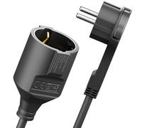 deleyCON 7,5m Cordon Alimentation Rallonge avec Fiche Plate Contact Protection Câble électrique Extension 3680W Usage Domestique Bureau Multimédia Noir