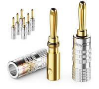 deleyCON 8 Pièces Fiches Banane en Set - Plaqué Or à Visser pour Câble Haut-Parleur 0,75 mm - 4,5 mm & par Exemple HiFi Récepteur - Argent